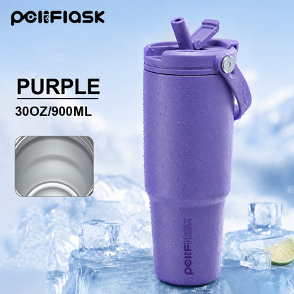 Peliflask 30oz Insulated Tumbler with Soft Carry Handle and Flip Straw Lid