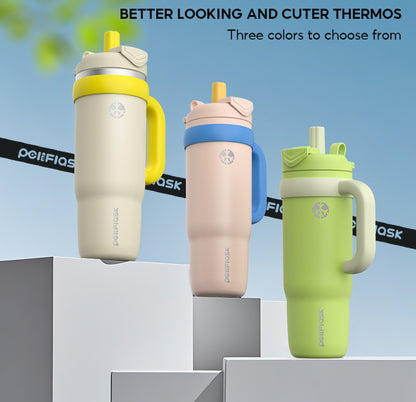 Peliflask 40oz Stainless Steel Tumbler – Vacuum Insulated Water Bottle with Straw Lid & Handle