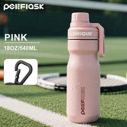 Peliflask 18oz 316 Stainless Steel Insulated Sport Bottle with Foldable Handle – 540ml Portable Travel Water Bottle