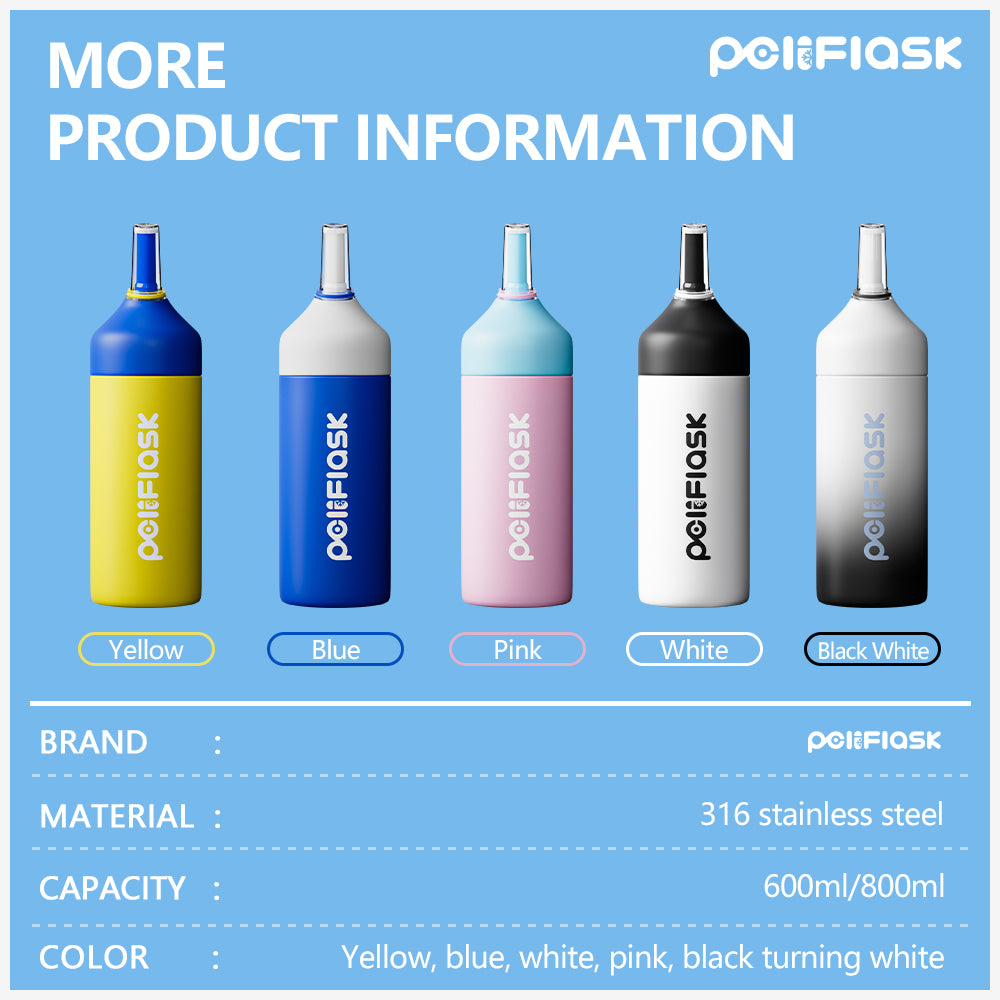 Peliflask 20oz/27oz Insulated Water Bottle with Stainless Steel Straw and Lid Vacuum Insulated