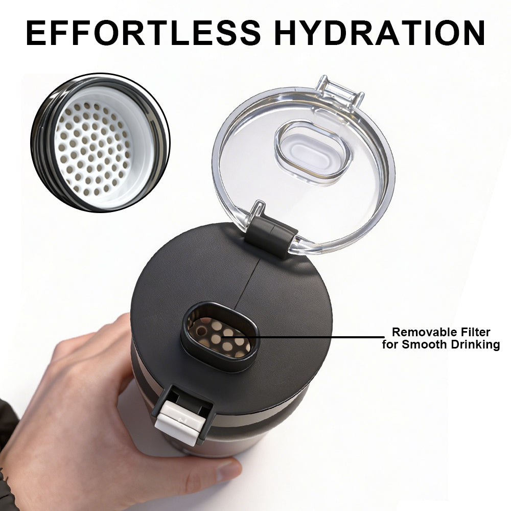 Peliflask 550ML Flip-Top Water Bottle – Leakproof Portable Drinking Bottle with Built-In Filter & Silicone Strap