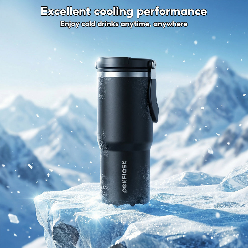 Peliflask 30/40oz Stainless Steel Thermos Portable Double-straw Cup Suitable For Outdoor