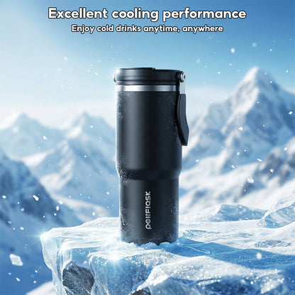 Peliflask 30/40oz Stainless Steel Thermos Portable Double-straw Cup Suitable For Outdoor