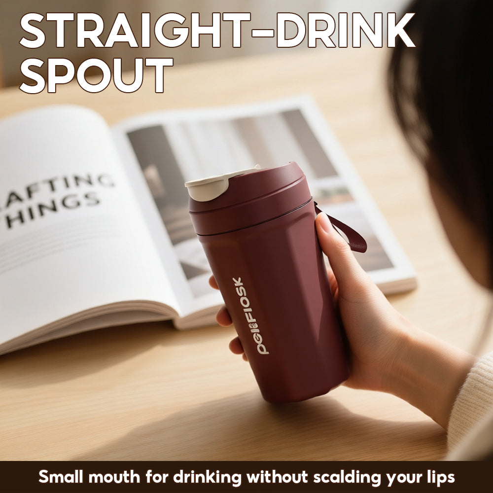 Peliflask 540ml Stainless Steel Coffee Mug – Leakproof Car Tumbler with One-Click Lid (Hot & Cold)