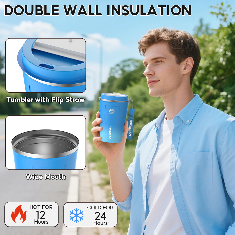 Peliflask 380ml Stainless Steel Coffee Mug With Lid – Insulated Travel Coffee Tumbler