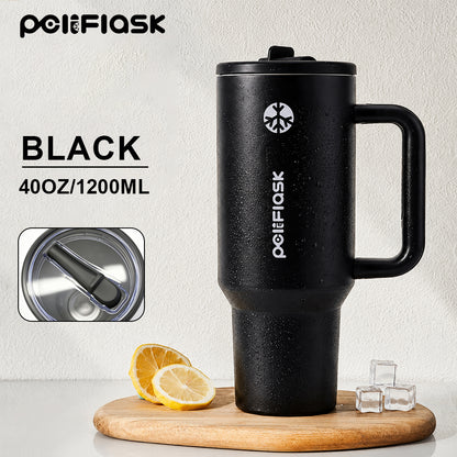 Peliflask 40oz Ice Tyrant Stainless Steel Insulated Tumbler with Handle &amp; Straw Lid – 1200ml Large Capacity Car Cup for Cold &amp; Hot Drinks