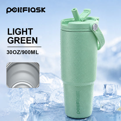 Peliflask 30oz Insulated Tumbler with Soft Carry Handle and Flip Straw Lid