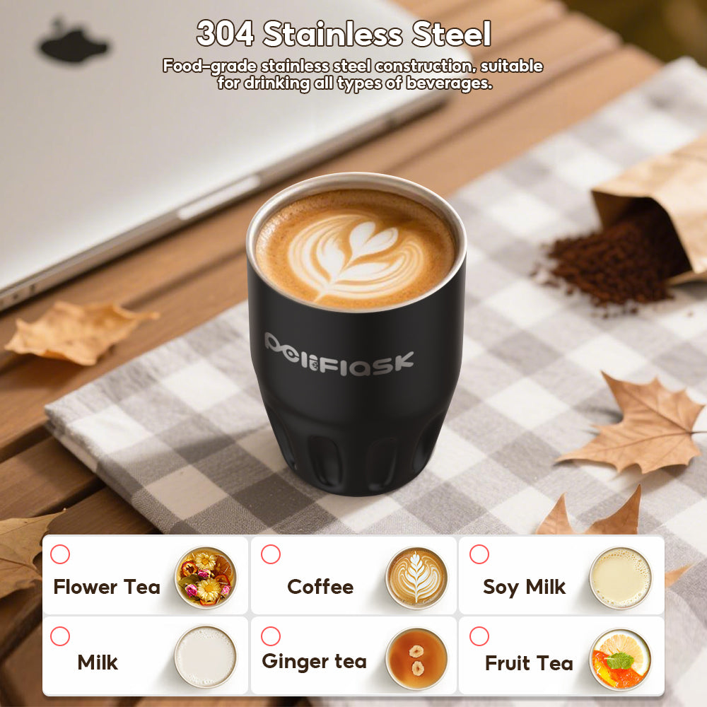 Peliflask 260ml Mini Insulated Coffee Mug with Lid – Stainless Steel Pocket Travel Mug Leakproof