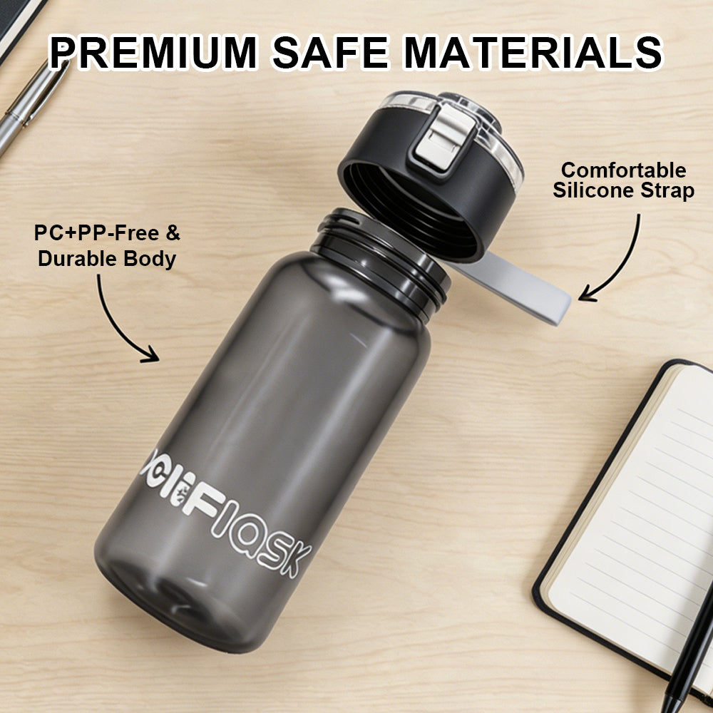 Peliflask 550ML Flip-Top Water Bottle – Leakproof Portable Drinking Bottle with Built-In Filter & Silicone Strap