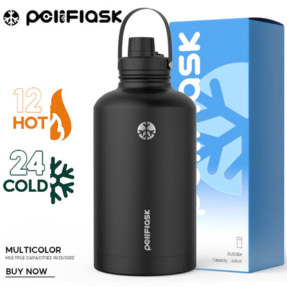 Peliflask 64oz Stainless Steel Vacuum Flask – Large Insulated Water Bottle with Handle