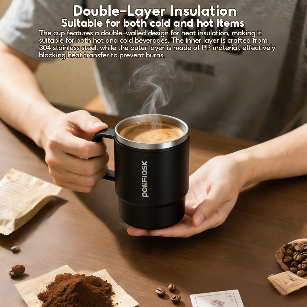 Peliflask 18oz Stainless Steel Coffee Mug Insulated Cup Vacuum Mug Office Mug Leakproof With Handle