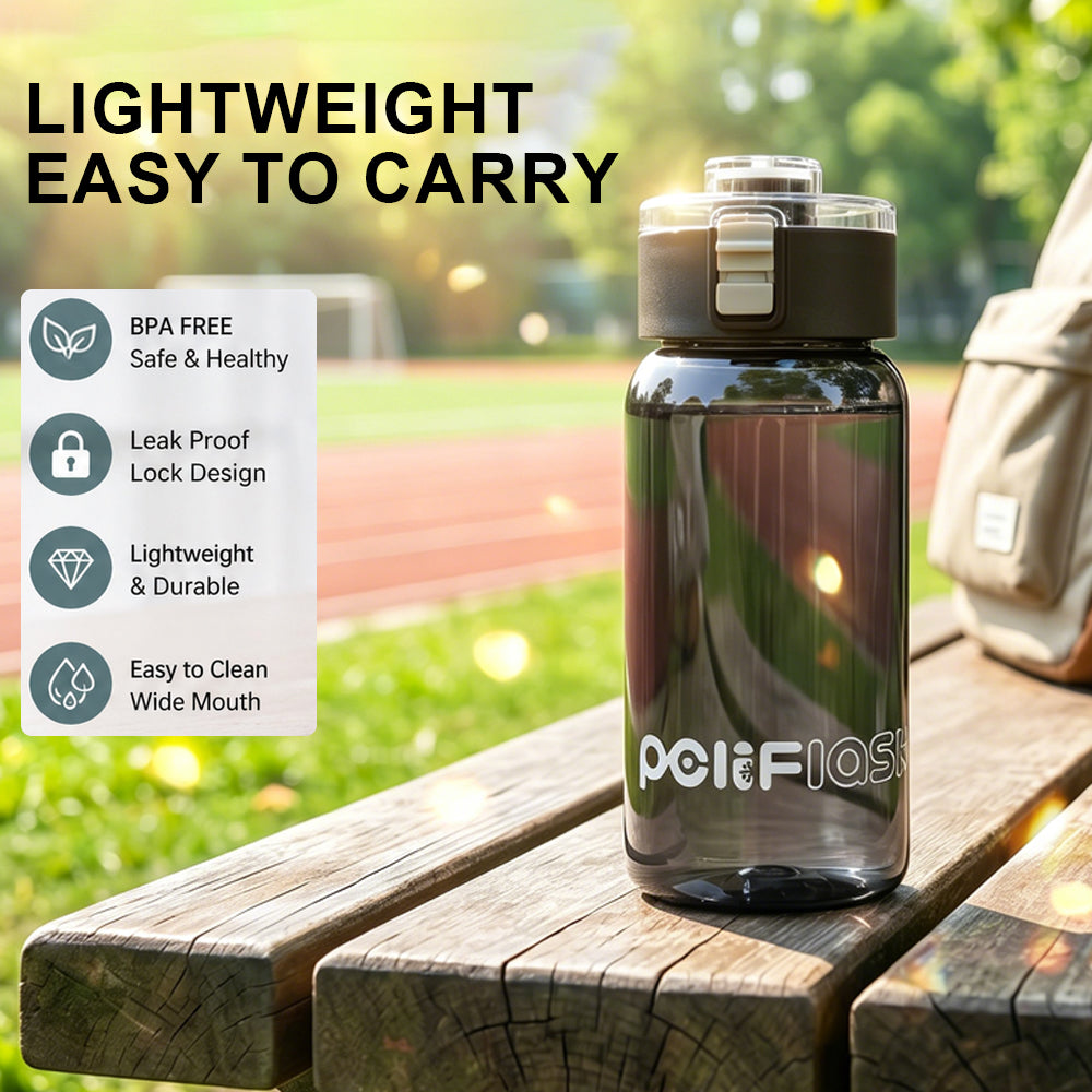 Peliflask 550ML Flip-Top Water Bottle – Leakproof Portable Drinking Bottle with Built-In Filter & Silicone Strap