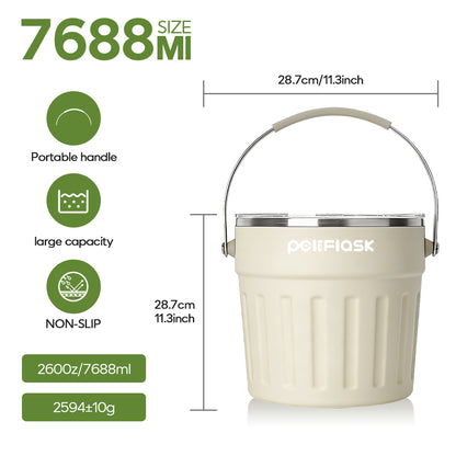 Peliflask 7.7L Large Capacity Stainless Steel Ice Bucket With Ice Shovel/Ice Clamping&Bar