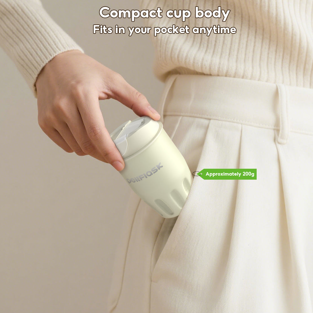 Peliflask 260ml Mini Insulated Coffee Mug with Lid – Stainless Steel Pocket Travel Mug Leakproof