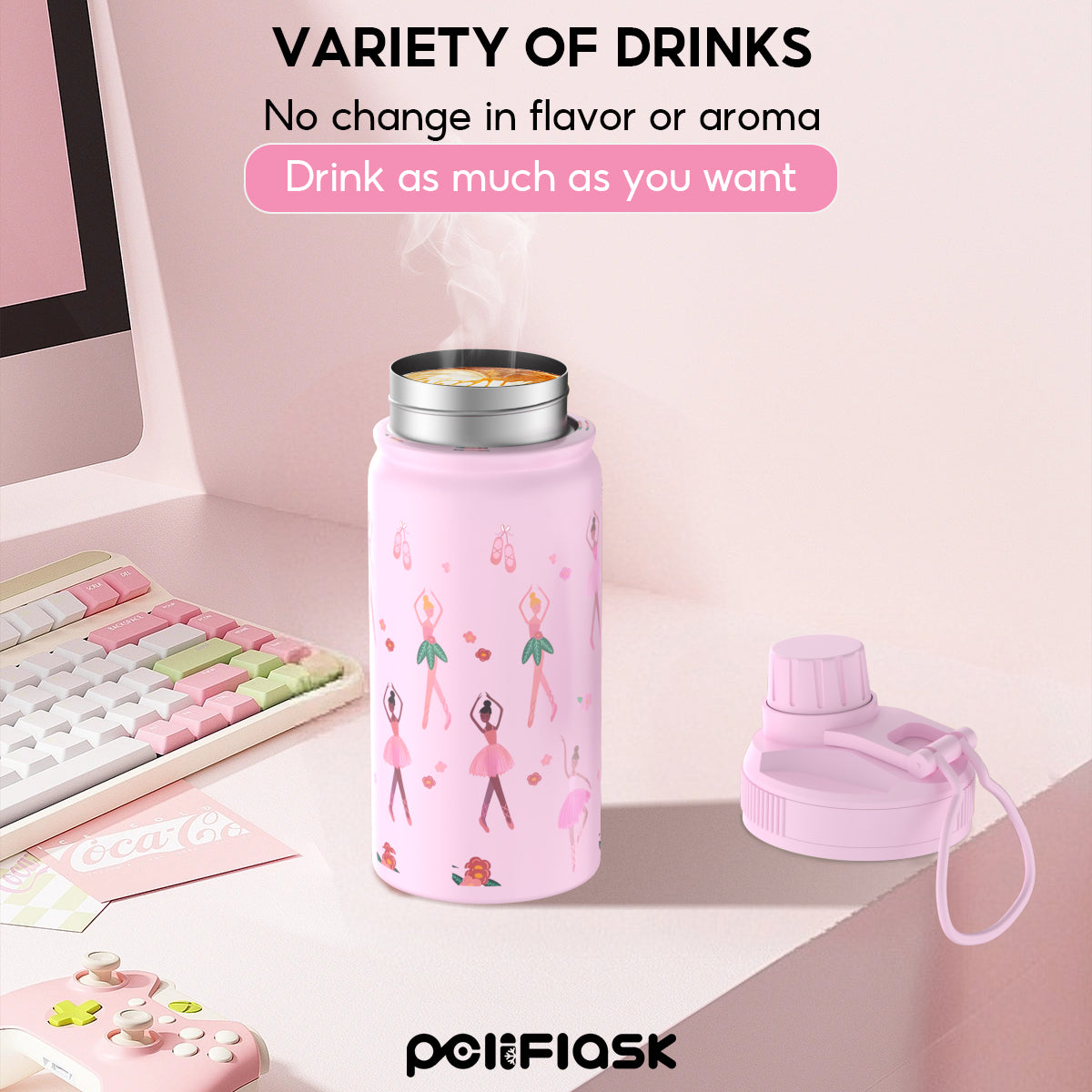 Peliflask 12oz Kids Stainless Steel Water Bottle – Vacuum Insulated Child Tumbler Wide Mouth