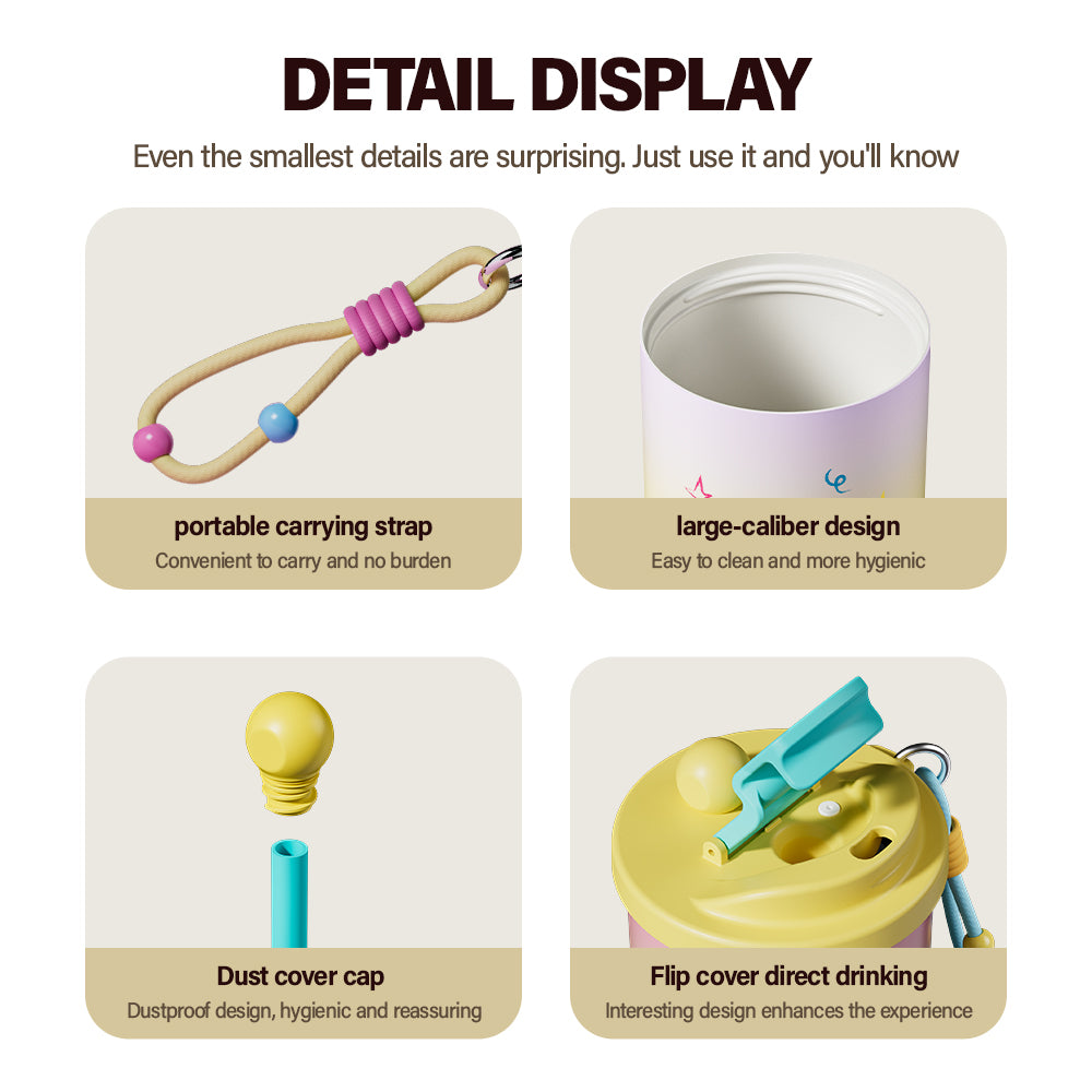 Peliflask Ceramic Liner Coffee Cup with Straw Flask Hot And Cold Tumbler-500ML