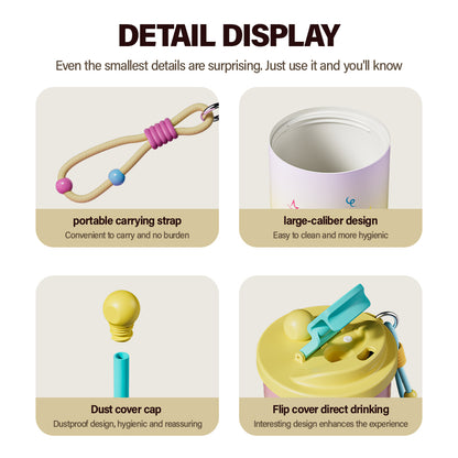 Peliflask Ceramic Liner Coffee Cup with Straw Flask Hot And Cold Tumbler-500ML