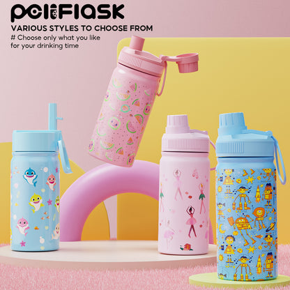 Peliflask 12oz Kids Stainless Steel Water Bottle – Vacuum Insulated Child Tumbler Wide Mouth