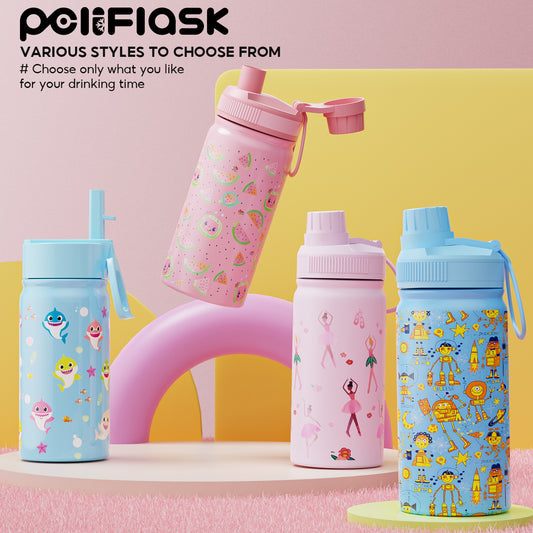 Peliflask 12oz Kids Stainless Steel Water Bottle – Vacuum Insulated Child Tumbler Wide Mouth