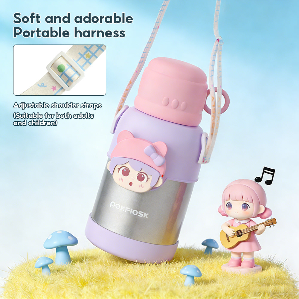 Peliflask 500ml Children's Cartoon Water Kettle Portable Outdoor Kettle Tumbler With Straw And Lid