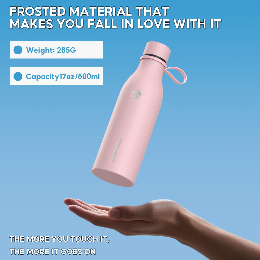 Peliflask 17oz Slim Stainless Steel Water Bottle – Vacuum Insulated Small Mouth Tumbler