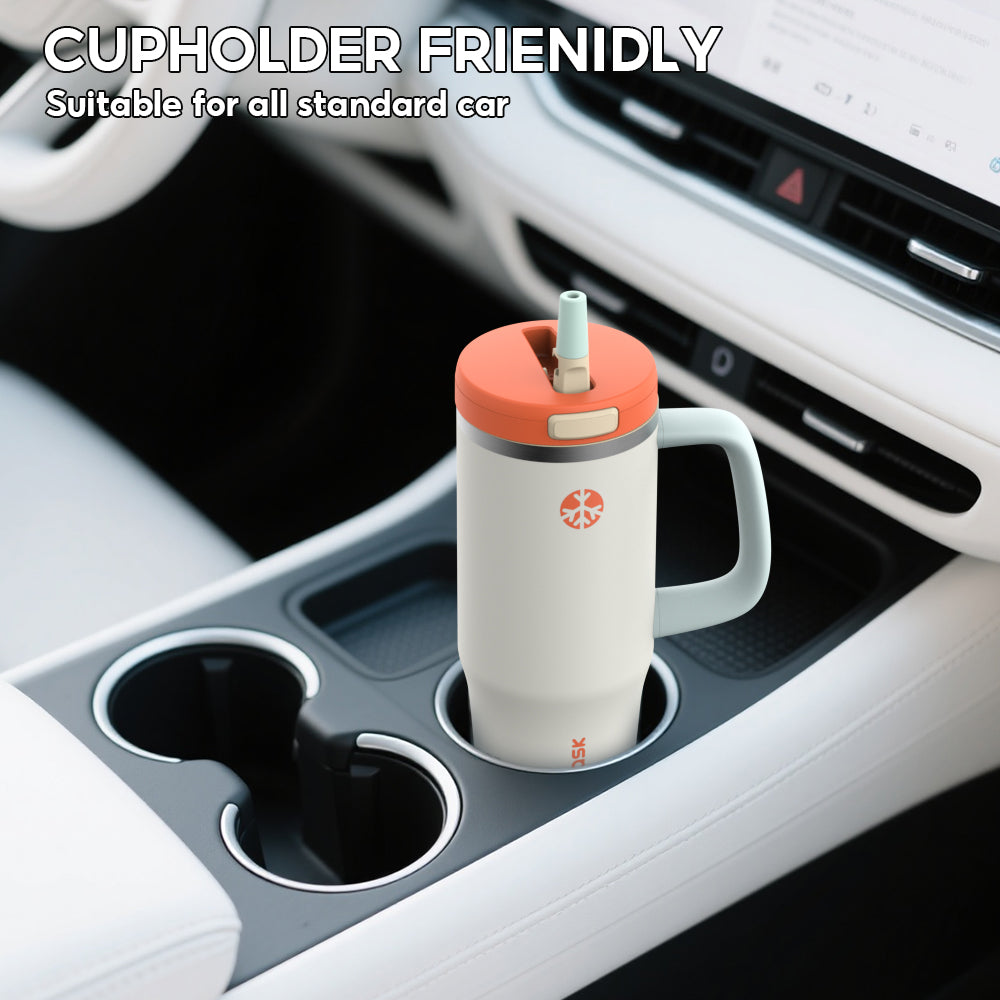 Peliflask 32oz Stainless Steel Insulated Tumbler with Foldable Straw & Handle – Leakproof Travel Cup