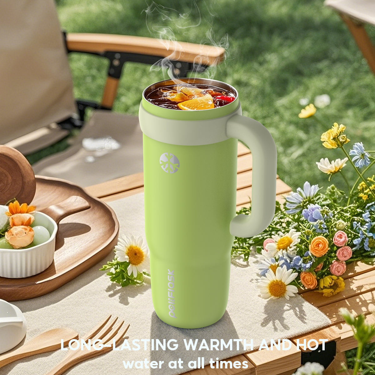 Peliflask 40oz Stainless Steel Tumbler – Vacuum Insulated Water Bottle with Straw Lid & Handle