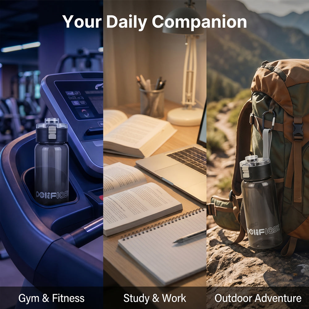Peliflask 550ML Flip-Top Water Bottle – Leakproof Portable Drinking Bottle with Built-In Filter & Silicone Strap