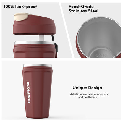 Peliflask 540ml Stainless Steel Coffee Mug – Leakproof Car Tumbler with One-Click Lid (Hot & Cold)