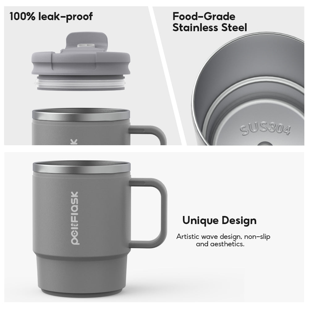 Peliflask 18oz Stainless Steel Coffee Mug Insulated Cup Vacuum Mug Office Mug Leakproof With Handle