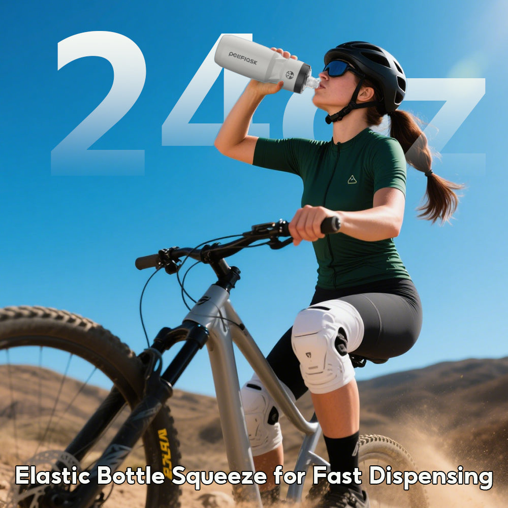 Peliflask 24oz Cycling Water Bottle – Squeeze Sports Bike Bottle BPA-Free Leakproof Hydration Flask