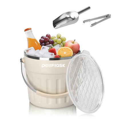 Peliflask 7.7L Large Capacity Stainless Steel Ice Bucket With Ice Shovel/Ice Clamping&Bar