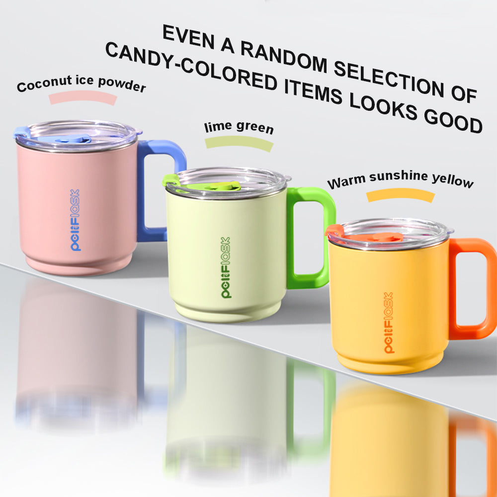 Peliflask 15oz Dopamine Stainless Steel Coffee Mug with Handle & Straw – Insulated Tumbler for Office, Home & Travel