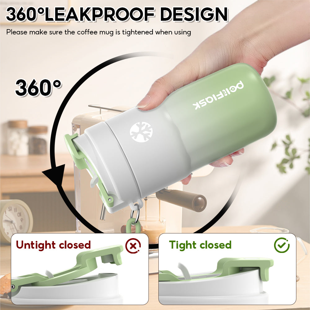 Peliflask Ceramic Lined Insulated Coffee Mug with Lid – 316 Stainless Steel Vacuum Travel Mug 400ml / 550ml