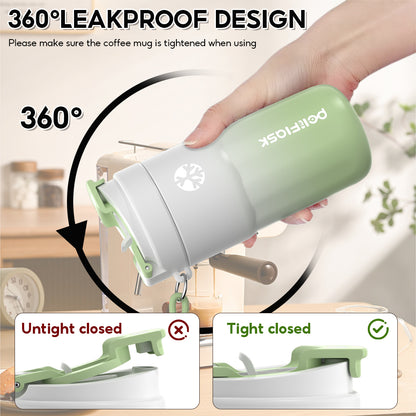 Peliflask Ceramic Lined Insulated Coffee Mug with Lid – 316 Stainless Steel Vacuum Travel Mug 400ml / 550ml