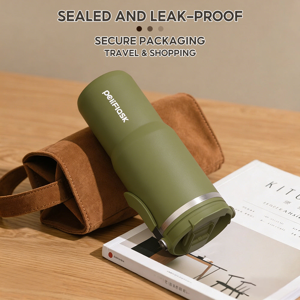 Peliflask 30/40oz Stainless Steel Thermos Portable Double-straw Cup Suitable For Outdoor