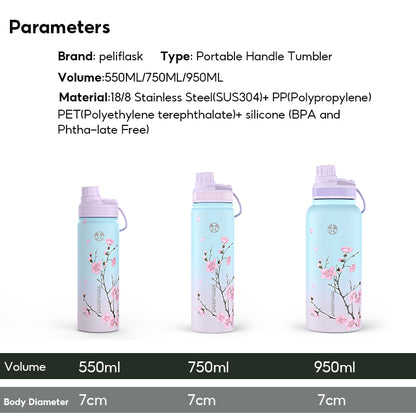 Peliflask Sakura Spring Blossom Tumbler – Aesthetic Vacuum Insulated Water Bottle