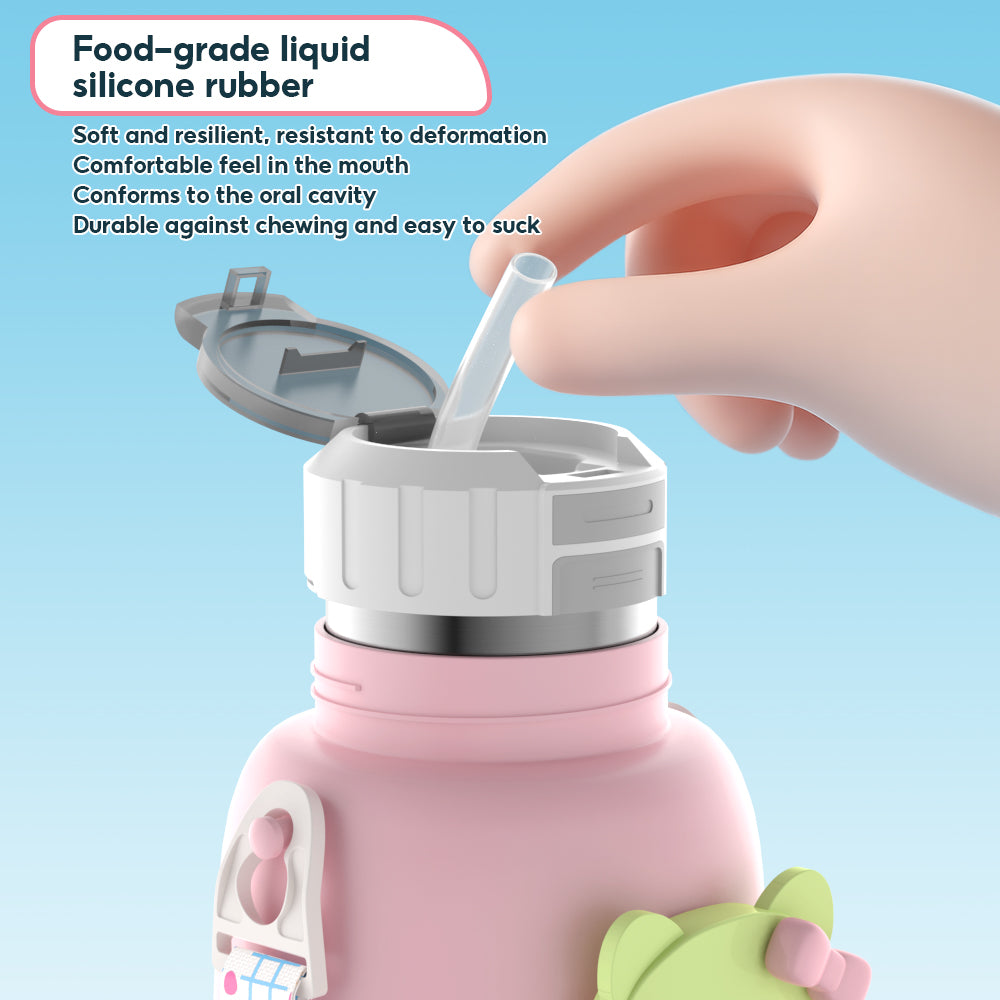 Peliflask 500ml Children's Cartoon Water Kettle Portable Outdoor Kettle Tumbler With Straw And Lid