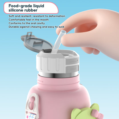 Peliflask 500ml Children's Cartoon Water Kettle Portable Outdoor Kettle Tumbler With Straw And Lid