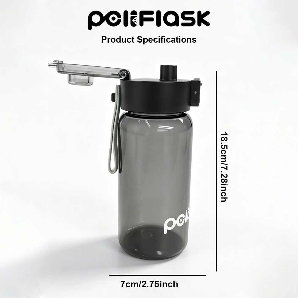 Peliflask 550ML Flip-Top Water Bottle – Leakproof Portable Drinking Bottle with Built-In Filter & Silicone Strap