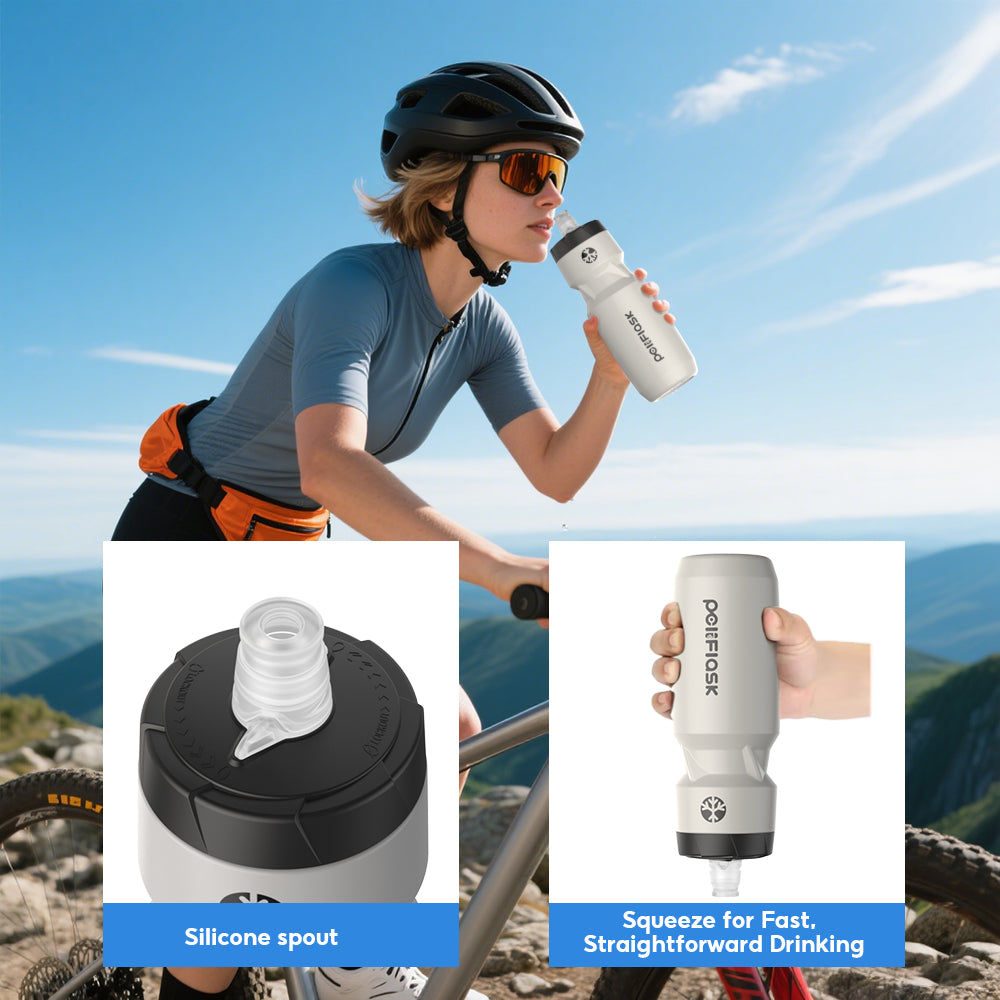 Peliflask 24oz Cycling Water Bottle – Squeeze Sports Bike Bottle BPA-Free Leakproof Hydration Flask