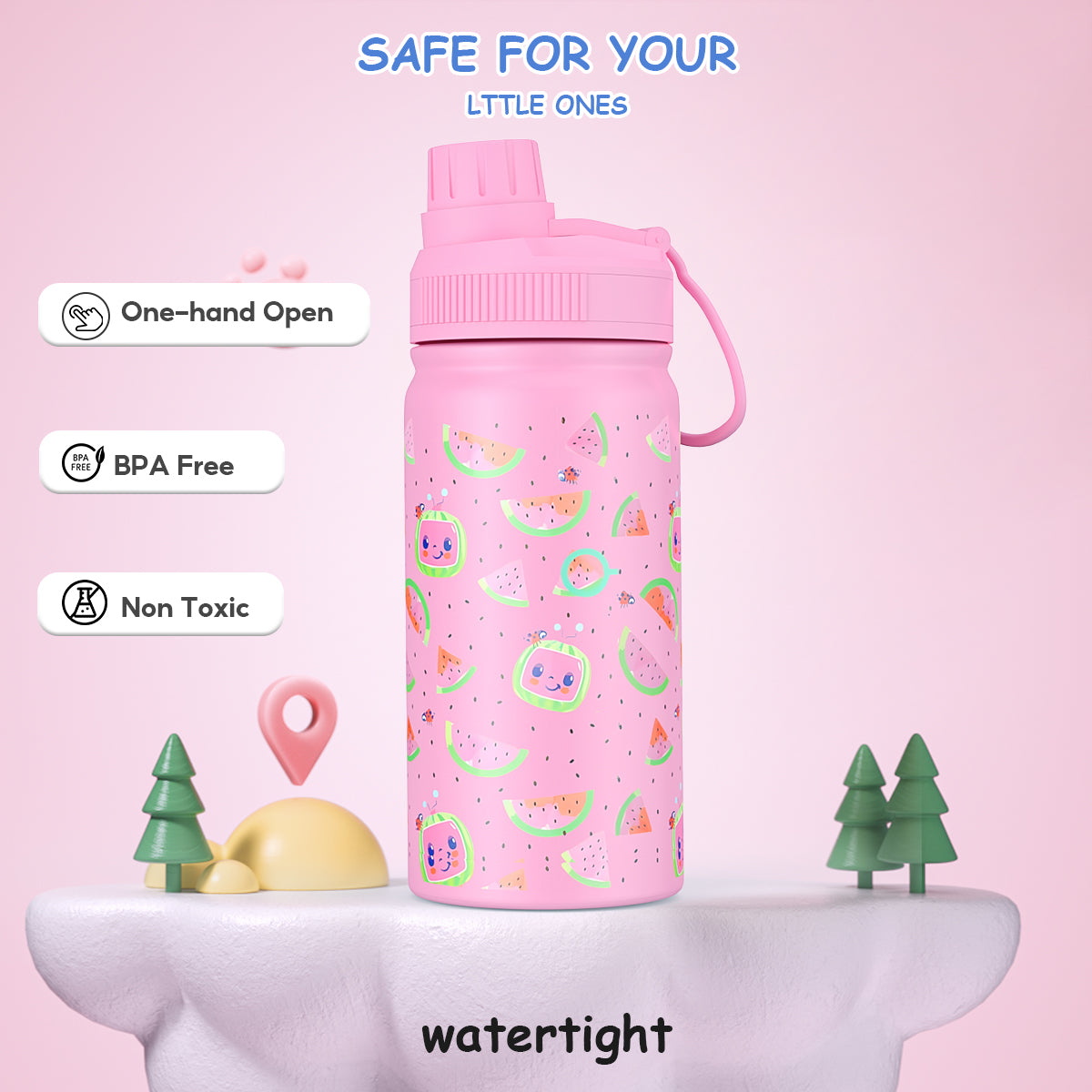 Peliflask 12oz Kids Stainless Steel Water Bottle – Vacuum Insulated Child Tumbler Wide Mouth