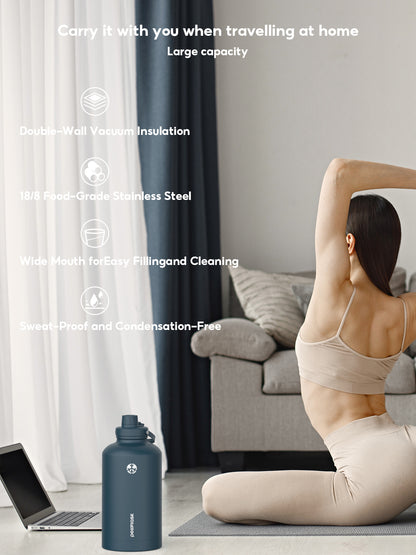 Peliflask 64oz Stainless Steel Vacuum Flask – Large Insulated Water Bottle with Handle