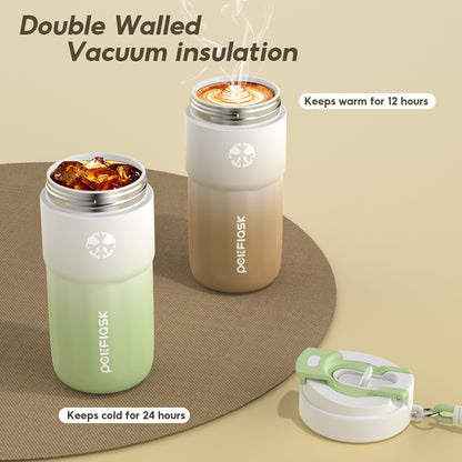 Peliflask Ceramic Lined Insulated Coffee Mug with Lid – 316 Stainless Steel Vacuum Travel Mug 400ml / 550ml