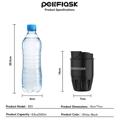 Peliflask 260ml Mini Insulated Coffee Mug with Lid – Stainless Steel Pocket Travel Mug Leakproof