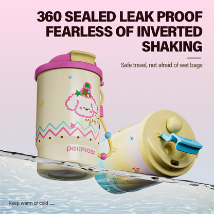 Peliflask Ceramic Liner Coffee Cup with Straw Flask Hot And Cold Tumbler-500ML