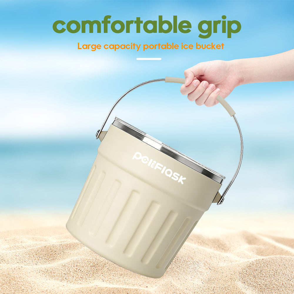 Peliflask 7.7L Large Capacity Stainless Steel Ice Bucket With Ice Shovel/Ice Clamping&Bar