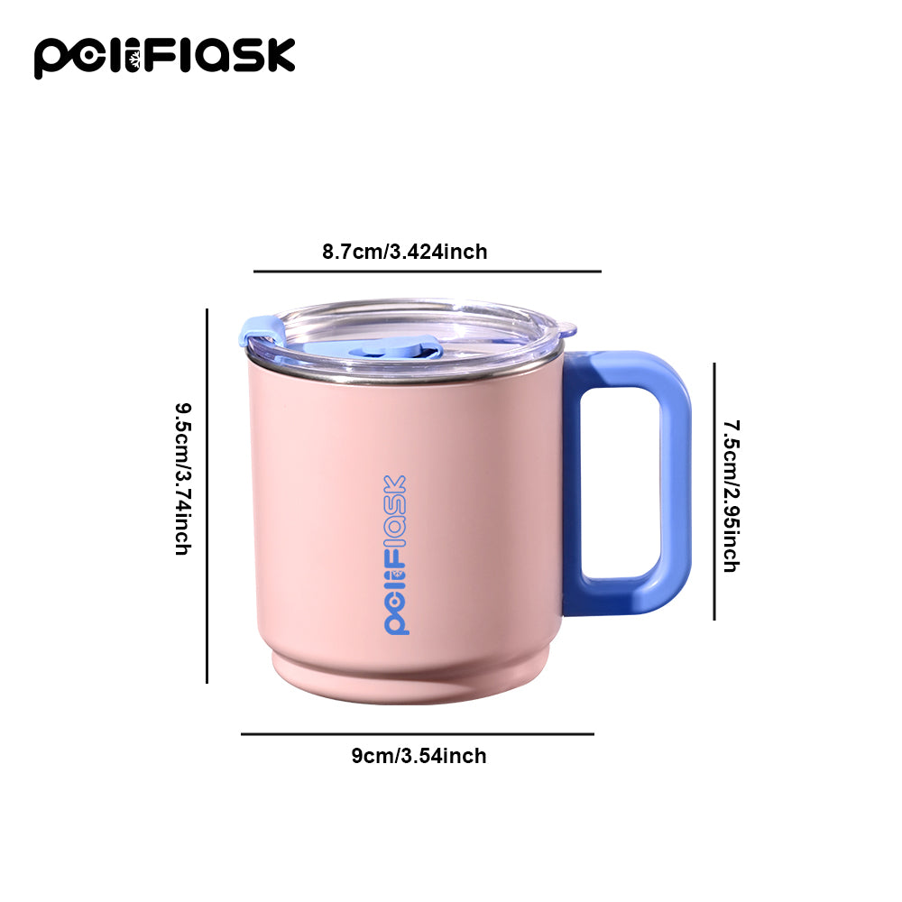 Peliflask 15oz Dopamine Stainless Steel Coffee Mug with Handle & Straw – Insulated Tumbler for Office, Home & Travel