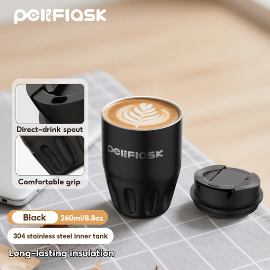 Peliflask 260ml Mini Insulated Coffee Mug with Lid – Stainless Steel Pocket Travel Mug Leakproof