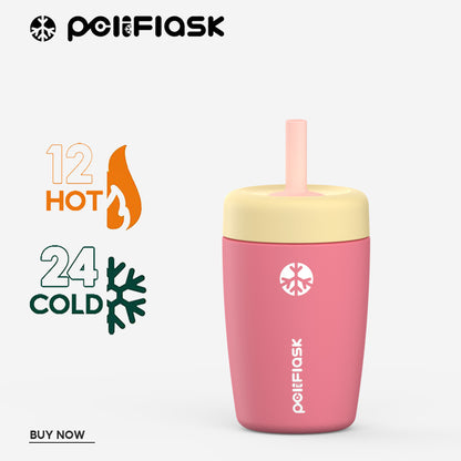Peliflask 12oz Kids Straw Cup – Insulated Stainless Steel Water Bottle Anti-Spill Design